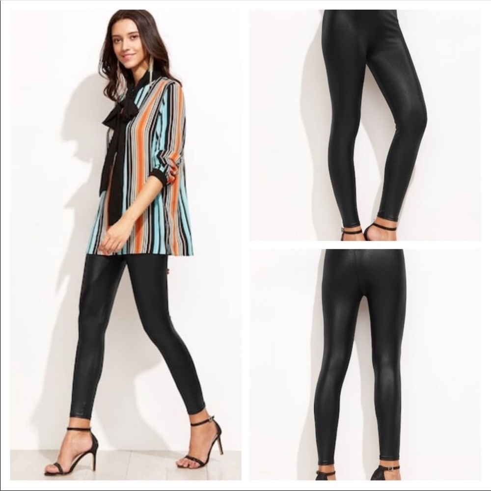 Black shiny coated leggings